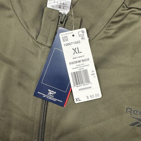NEW Reebok Identity Vector Knit Track Jacket Men's‎ XL Army Green Full Zip - Picture 4 of 16